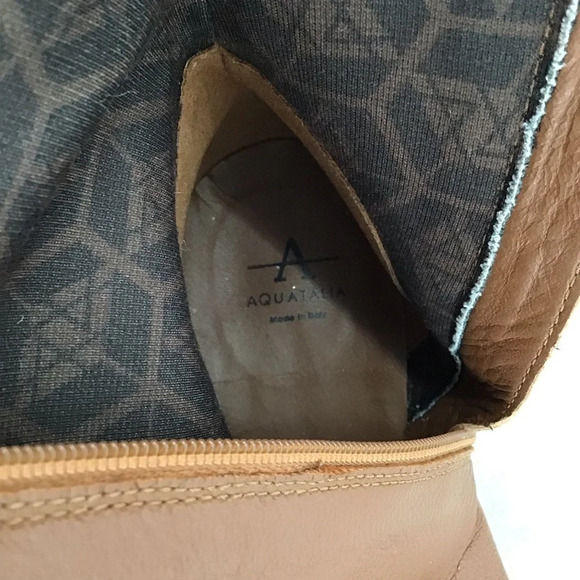 Aquatalia Selina Square Toe Leather Ankle Boots Cognac NWOT Size 8.5 - Picture 10 of 11